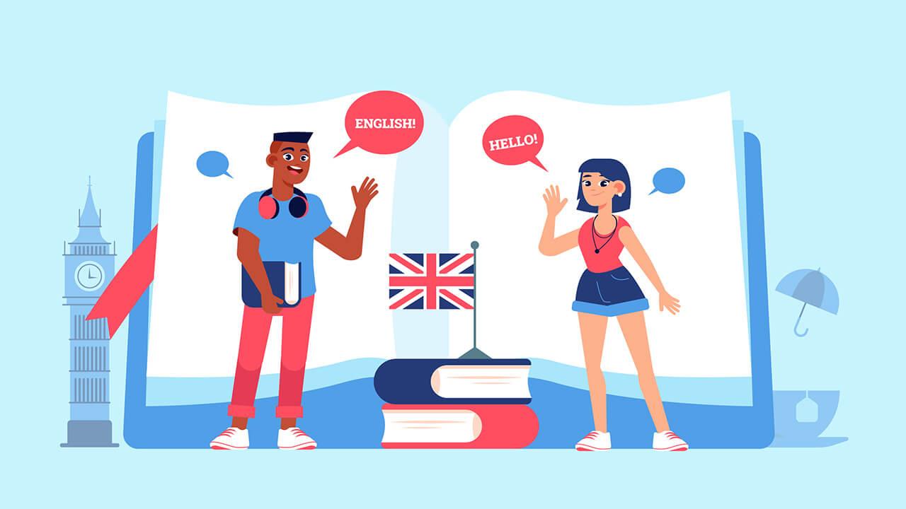 Desenho de pessoas conversando e com balões de fala aparecendo sobre a cabeça delas.