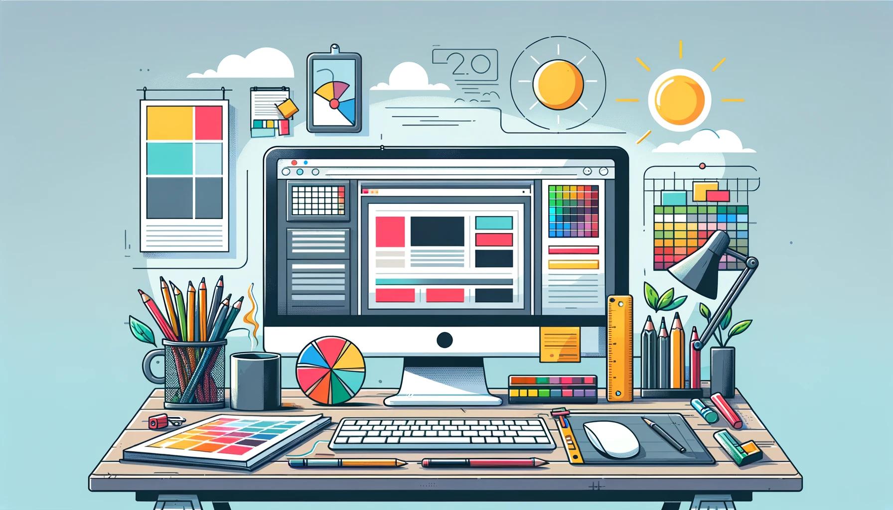 Clipart de uma mesa de trabalho de web designer